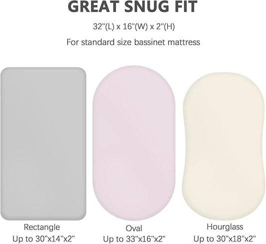 Vegan Leather Bassinet Sheets for Baby, Waterproof Wipeable, Extra Thick & PortableFit for Hourglass Oval Rectangular Cradle Pad Sheets, Standard Cradle Safe Sheets for Baby Boys Girls 32"x16"(Pink)