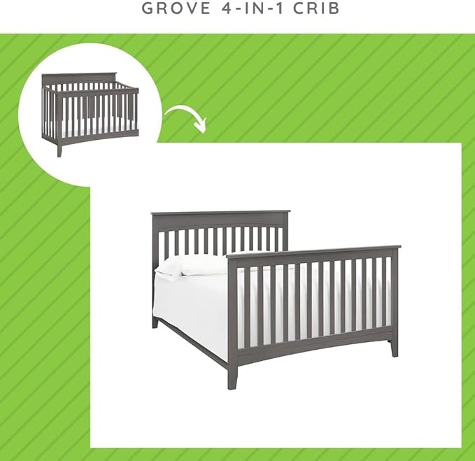 Universal Twin and Full-Size Conversion Kit Bed Rails for Davinci Baby Convertible Cribs - Solid Wood Rail - Toddler & Adult Bed Rail for Twin & Full-Size Bed - Nursery Furniture (Slate/Manor Grey)