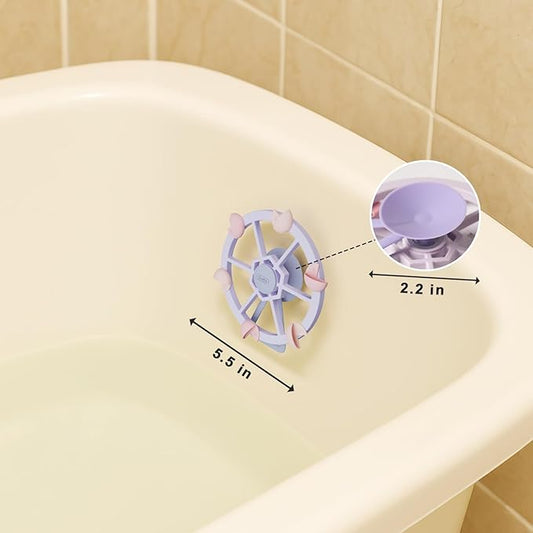 Roslim Bathtub Suction Spinner Toys - Silicone Bath & High Chair Ferris Wheel Shape Sensory Toy for Babies & Toddlers, Novelty Spinners with Suction Cup, Car Window Travel Toys (Purple)