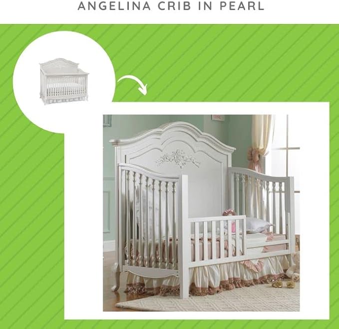 Toddler Bed Safety Guard Rail for Dolce Babi Convertible Cribs - Solid Wood Rail for Convertible Crib to Toddler Bed Conversion - Safety Bed Rail for Children (Pearl)