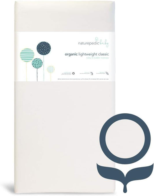 Naturepedic Organic Baby Crib Mattress - Lightweight Infant & Toddler Bed - Waterproof, Non-Toxic, Standard Size 52" x 28"