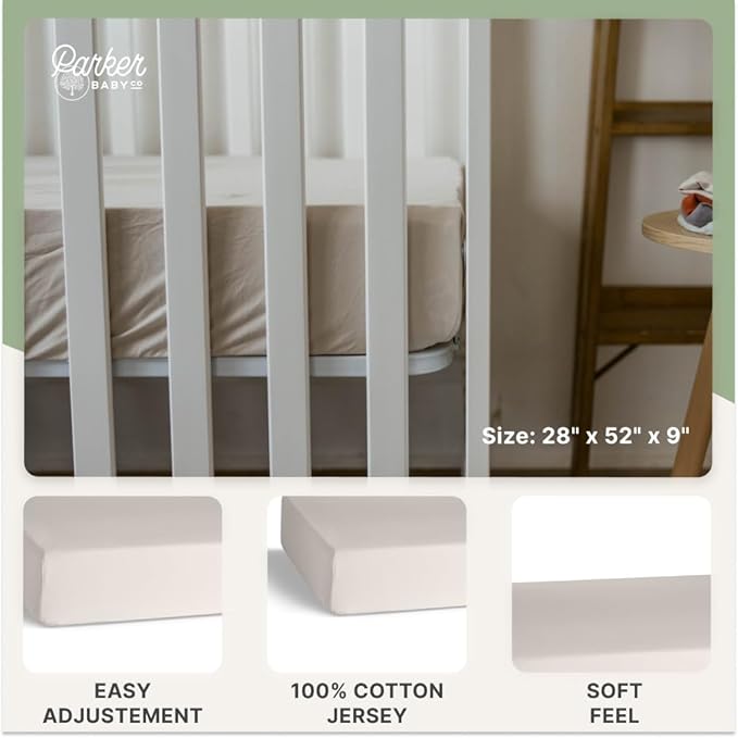 Parker Baby Soft & Durable Fitted Baby Crib Sheets | Snug Fit for Standard Crib Mattresses | Machine Washable, Fade-Resistant & Modern Nursery Designs