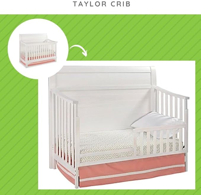 Toddler Bed Safety Guard Rail for Westwood Design Convertible Cribs - Solid Wood Rail for Convertible Crib to Toddler Bed Conversion - Safety Rails for Children's Beds (Seashell White, Taylor)
