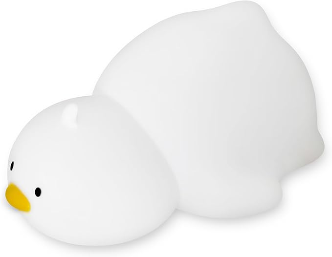 loatme Night Light for Kids, Rechargeable Dimmable Silicone LED Nightlight with 7 Colors, Baby Nursery Night Lamp, Touch Squishy Lamp, Cute Gifts for Girls, Boys, Toddler Room Decor, Lying Duck