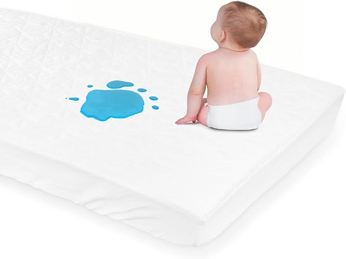 Baby Mattress Protector Cover Waterproof Cover, Quilted Baby Bed Mattress Protective Film, Suitable for Children's Bed mattresses (White, 52"x28")