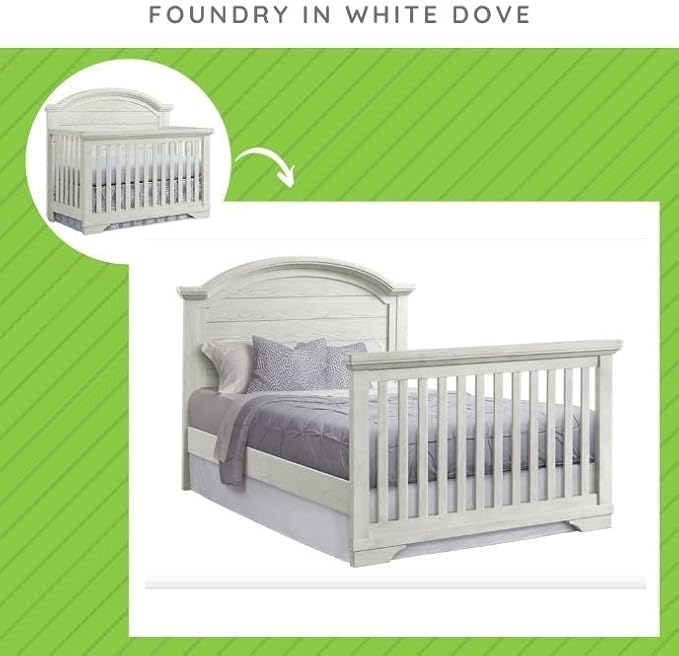 Full-Size Conversion Kit Bed Rails for Westwood Design Convertible Cribs - Solid Wood Rail - Toddler and Adult Bed Rail for Full-Size Beds - Essential Nursery and Baby Furniture (White Dove, Option 1)