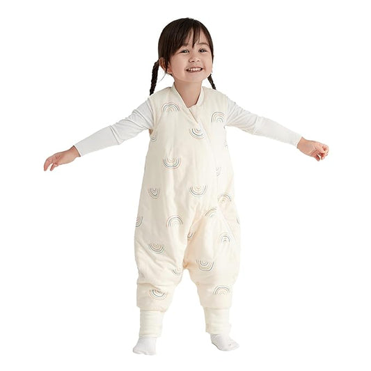 Duomiaomiao 2.5 TOG Toddler Sleep Sack 36-48 Months 100% Cotton Winter Side Open Zipper Baby Sleep Sack with Feet, Warm Toddler Wearable Blanket