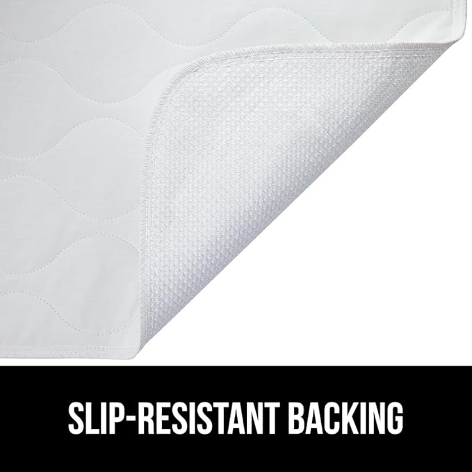 GORILLA GRIP Washable Underpads, 52x34 4 Pack Waterproof Reusable Heavy Absorbency Incontinence Bed Pads, Leak Proof Toddler Mattress Pad, Slip Resistant for Bedwetting, Adults and Kids, White