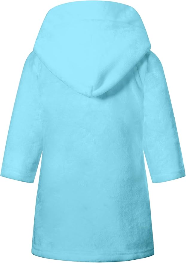Girls Fleece Hooded Robes, Kids Soft Premium Fuzzy Bathrobe for Gifts, 2-12 Years