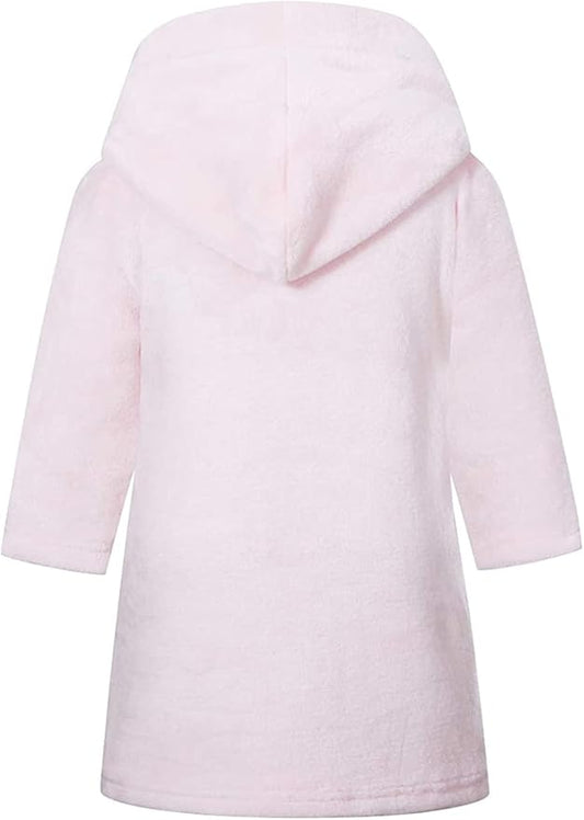 Girls Fleece Hooded Robes, Kids Soft Premium Fuzzy Bathrobe for Gifts, 2-12 Years