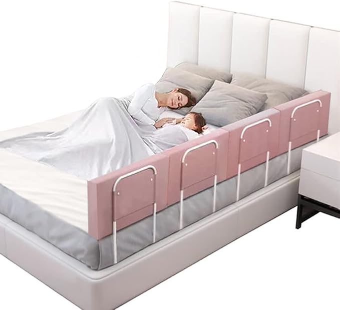 Bed Rail, Bed Rail for Toddlers, Kid, Adult, 78.7" Bed Side Rails for Full, Queen, King, Twin, Bunk, Dorm Beds to Prevent Falls, Bed Rails Can be Flexibly Combined, Easy Installation (Pink, 4 Packs)