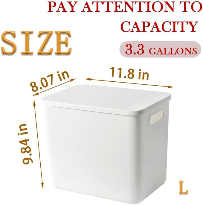 Gaoaodeyu 5 pack large plastic White storage bins with Lids, Toy Box Chest with Handle，Organizer Containers Baskets for Baby,Nursery，Shelves，Playroom, Bedroom，Office,Closet，home (White, 5L)