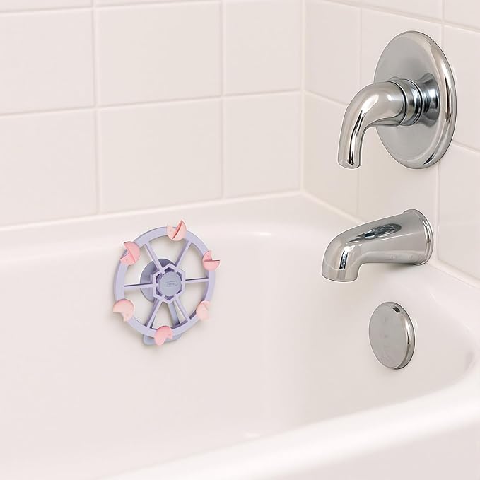 Roslim Bathtub Suction Spinner Toys - Silicone Bath & High Chair Ferris Wheel Shape Sensory Toy for Babies & Toddlers, Novelty Spinners with Suction Cup, Car Window Travel Toys (Purple)