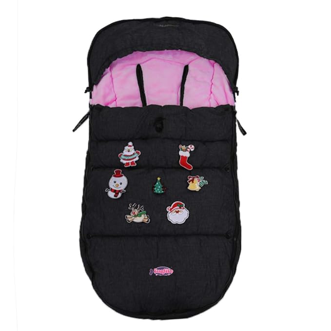 Christmas DIY Kids Play Fun Stroller Footmuff,Waterproof Melange Outshell Anti-Freeze Winter Sleeping Bag Fits All Stroller,Anti-Dirt, Front Height Adjustable &Removable,Toddler 6M-36M