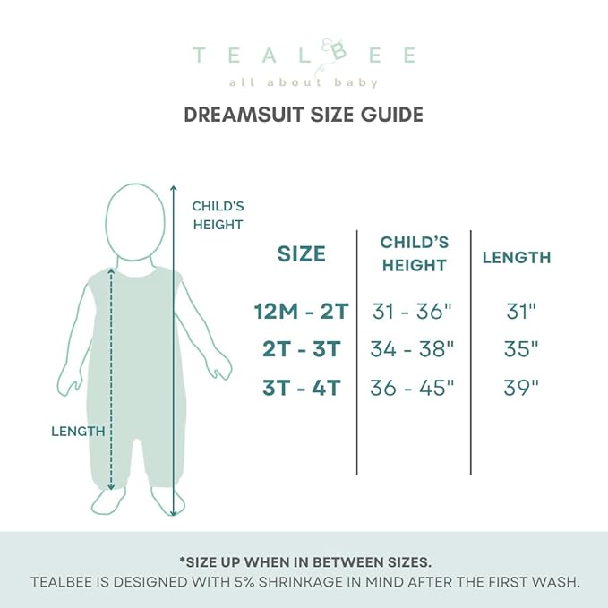 Tealbee Dreamsuit Toddler Sleep Sack with Feet – Walker Sleep Bag with Legs, Rayon made from Bamboo, All Season 1.2 TOG, 2-Way Zipper, 12m-2T - Alphabet