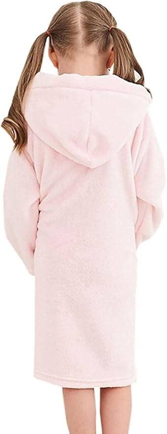 Umeyda Girls & Women Fleece Hooded Robes, Soft Fuzzy Bathrobe Warm Plush Fluffy Bath Robe for Kids Womens