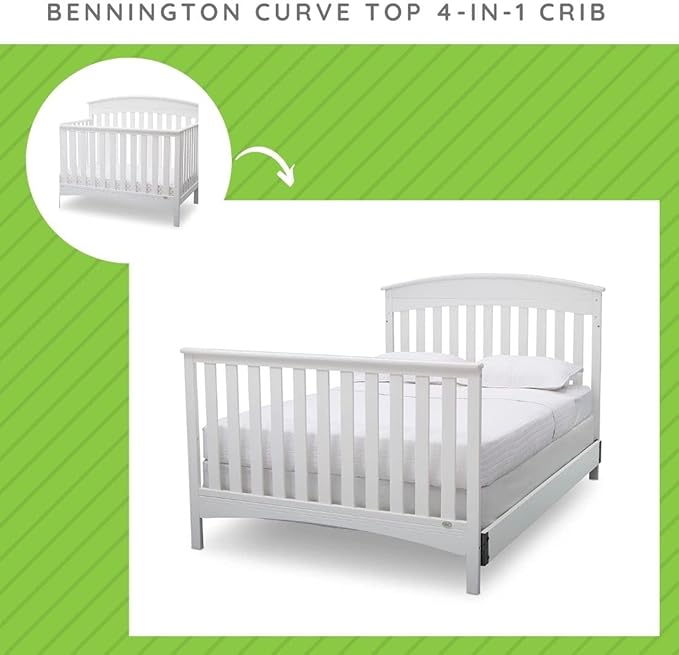 Full-Size Conversion Kit Bed Rails Compatible with Bennington Convertible Crib by Delta Children - Solid Wood #0050/#550725 - Toddler & Adult Bed Rail - Nursery & Baby Furniture (Bianca White - 130)