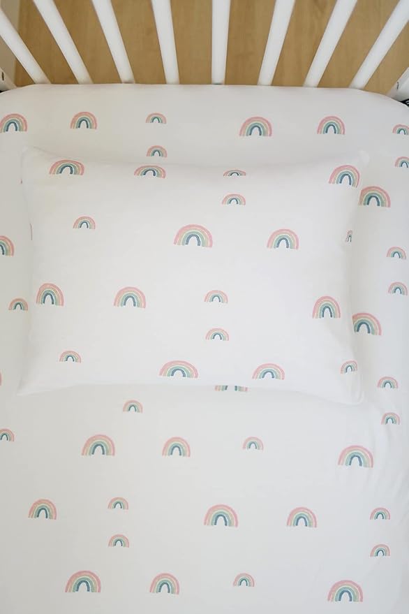 Ecolino Fitted Crib Sheet, 100% Organic Cotton Baby Crib Sheets for Boys and Girls. Fits Standard Crib and Toddler Mattresses, Soft and Breathable in Rainbow