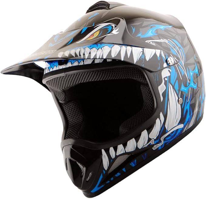 WOW Youth Kids Motocross BMX MX ATV Dirt Bike Dianosour Helmet Dragon + Goggles + Martian Youth Glove Bundle: HJOY MG Bundle