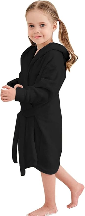 Girls Fleece Hooded Robes, Kids Soft Premium Fuzzy Bathrobe for Gifts, 2-12 Years