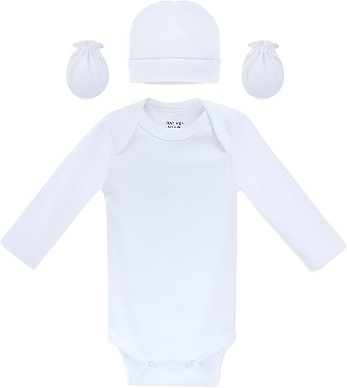 RATIVE Baby Mittens No Scratch Organic Cotton for Newborn 0-6 Months | Baby Essentials Must-Haves for Boys & Girls