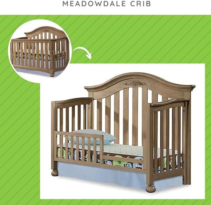 Toddler Bed Safety Guard Rail for Westwood Design Convertible Cribs - Solid Wood Rail for Convertible Crib to Toddler Bed Conversion - Safety Rails for Children's Beds (Vintage, Meadowdale Crib)
