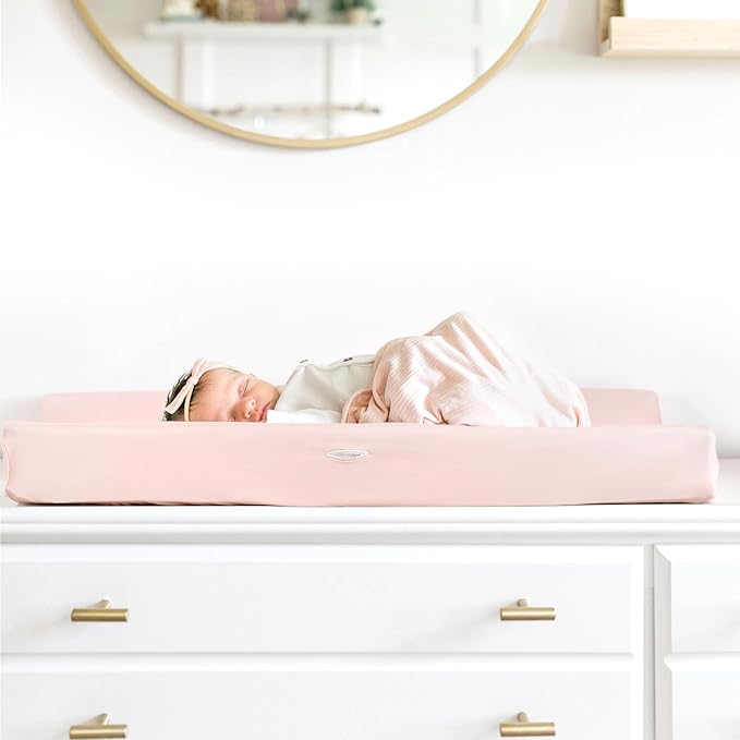 GRSSDER Stretch Ultra Soft Jersey Knit Changing Pad Cover Set 2 Pack, Change Table Pad Covers Fit 32"/34" x 16" Pads Safe and Snug, Pink Rose Print