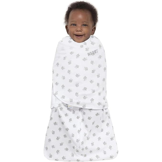 HALO 100% Cotton Sleepsack Swaddle, 3-Way Adjustable Wearable Blanket, TOG 1.5, Lamb Scribble White, Newborn, 0-3 Months