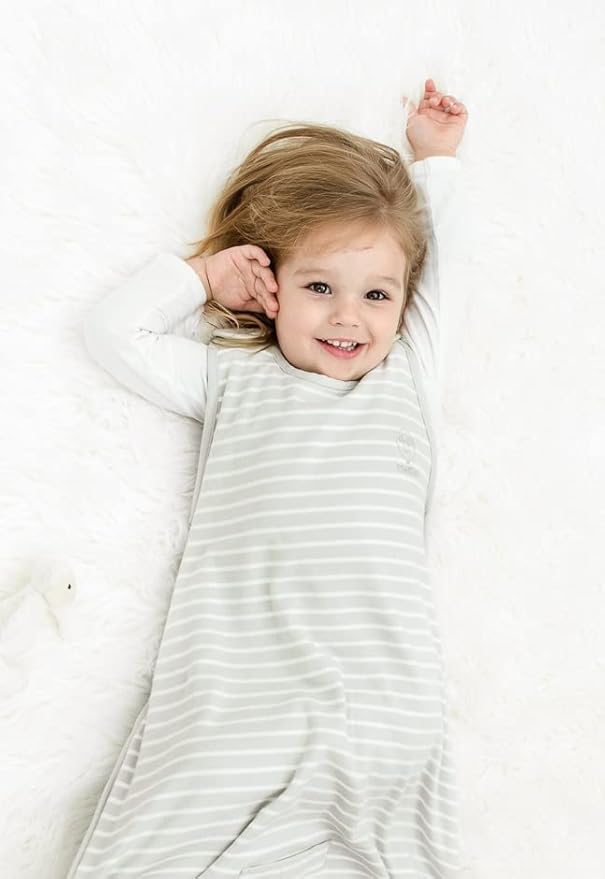Woolino 4 Season Toddler Sleeping Bag, Merino Wool and Organic Cotton Baby Sleep Bag Sack, 2-4 Years, Birch Gray