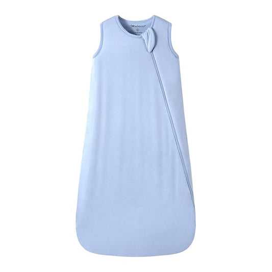 Mosebears Unisex Baby Sleep Sack 1.0 TOG, Supersoft Rayon Made from Bamboo Wearable Blanket with 2-Way Zipper (Fog Blue,0-6 Months)