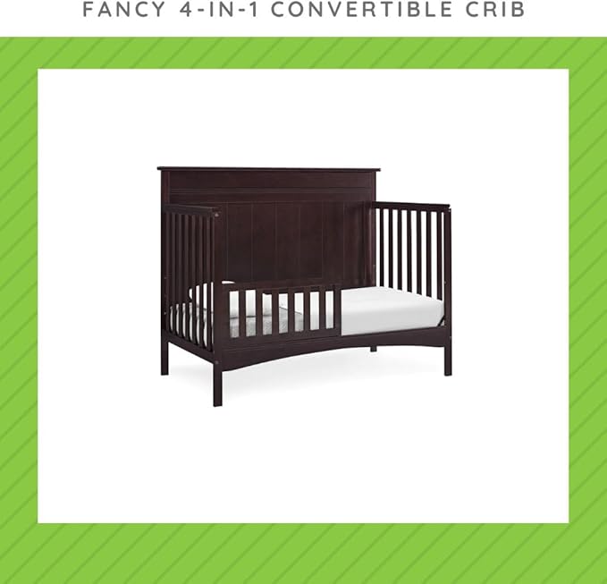 Toddler Bed Safety Guard Rail Compatible with Delta Children Convertible Cribs - Solid Wood Rail for Convertible Crib to Toddler Bed Conversion - Safety Guard Rail (Dark Chocolate - 207, #0080)