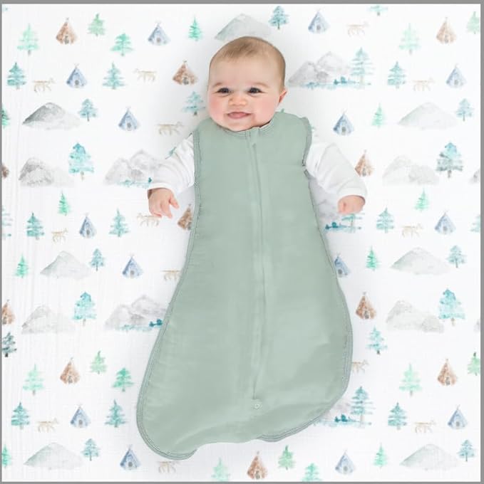 SwaddleDesigns Softest Cotton Muslin Fitted Crib Sheet, Toddler Sheet for Boys & Girls, Fits Standard Crib Mattress (28 x 52 inches), Watercolor Mountains & Trees