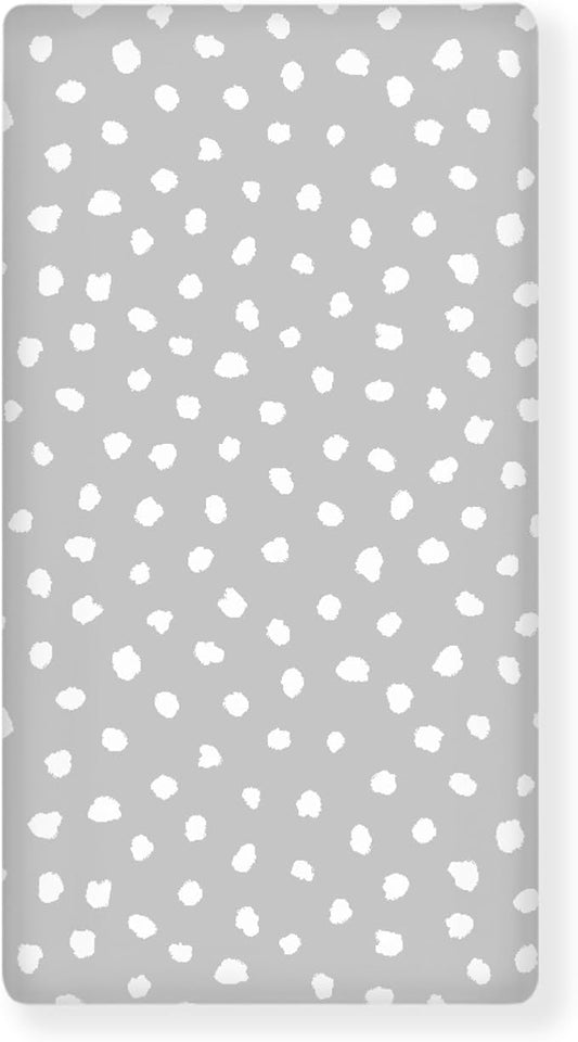 Grey with White Spots Fitted Crib Sheet Gray Abstract Baby Crib Sheet Fit Standard Crib and Toddler Mattress,Crib Mattress Sheets for Boys Girls 28"x52"