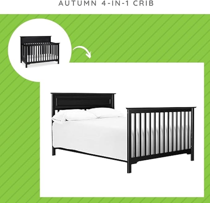 Universal Twin and Full-Size Conversion Kit Bed Rails for Davinci Baby Convertible Cribs - Solid Wood Rail - Toddler & Adult Bed Rail for Twin & Full-Size Bed - Nursery Furniture (Ebony)