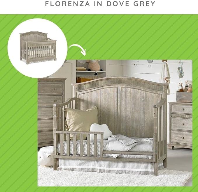 Toddler Bed Safety Guard Rail for Dolce Babi Convertible Cribs - Solid Wood Rail for Convertible Crib to Toddler Bed Conversion - Safety Bed Rail for Children (Dove Grey)