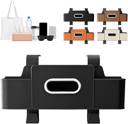 PETUPS 3-in-1 Car Backseat Organizer with Cup Holder, Tissue Box, Trash Bin & Hooks, 2026 Multifunctional Back Seat Car Organizer for Phones, Snacks, Drinks, and Handbags (black)
