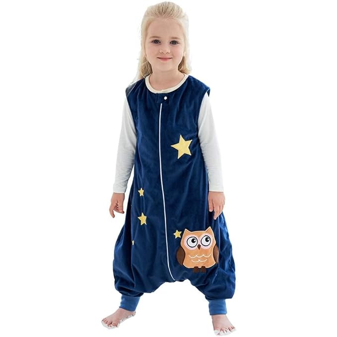 MICHLEY Toddler Sleeping Sack with Feet Newborn Infant Sleeveless Sleeping Bag 2-way Zipper Baby Wearable Blanket for Walkers,Dark Blue Owl,5-6T