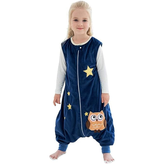 MICHLEY Toddler Sleeping Sack with Feet Newborn Infant Sleeveless Sleeping Bag 2-way Zipper Baby Wearable Blanket for Walkers,Dark Blue Owl,5-6T