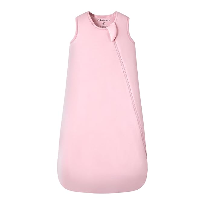 Mosebears Unisex Rayon Made from Bamboo Sleep Sack with 2-Way Zipper,2.5 Tog Baby Winter Sleep Sack (Blush,6-18 Months)