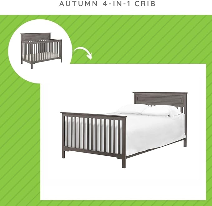 Universal Twin and Full-Size Conversion Kit Bed Rails for Davinci Baby Convertible Cribs - Solid Wood Rail - Toddler & Adult Bed Rail for Twin & Full-Size Bed - Nursery Furniture (Slate/Manor Grey)