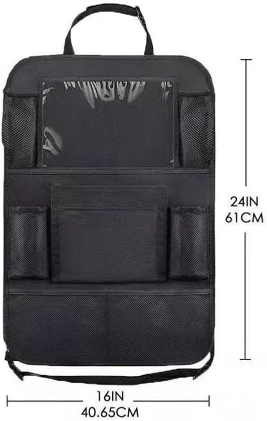 Kardne 2 Pack Backseat Car Organizer & Kick Mat, Waterproof Seat Back Protector with Clear Pad/Tablet Holder, Universal Fit Car Organizer for Kids Travel Essentials & Storage for SUV/Truck/Sedan