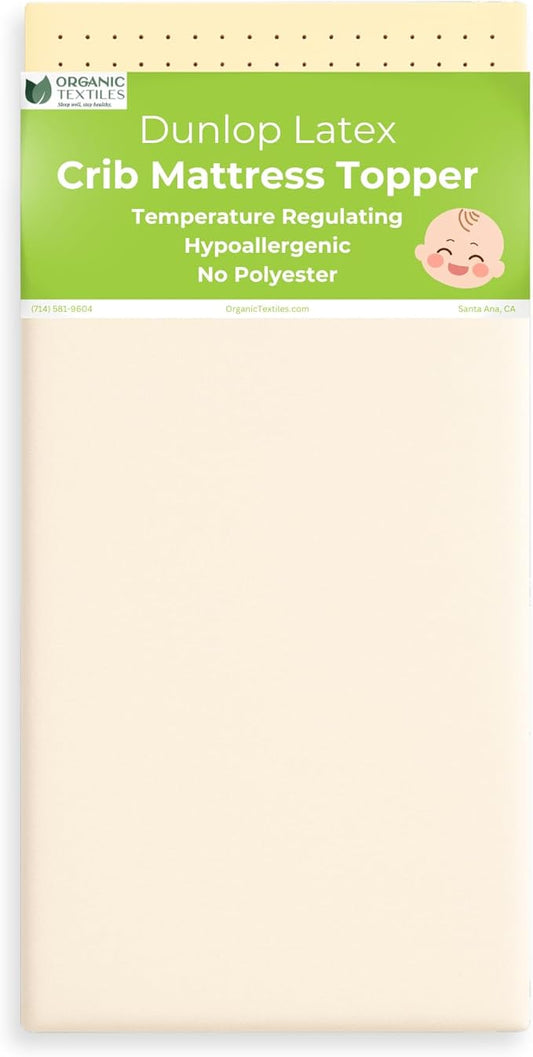 ORGANIC TEXTILES Organic Baby Crib Mattress Topper - 2" Latex for Mini Sleeper (31"x18") - Wool Cover - GOLS/GOTS Certified - Breathable, Hypoallergenic, Non-Toxic, USA Made