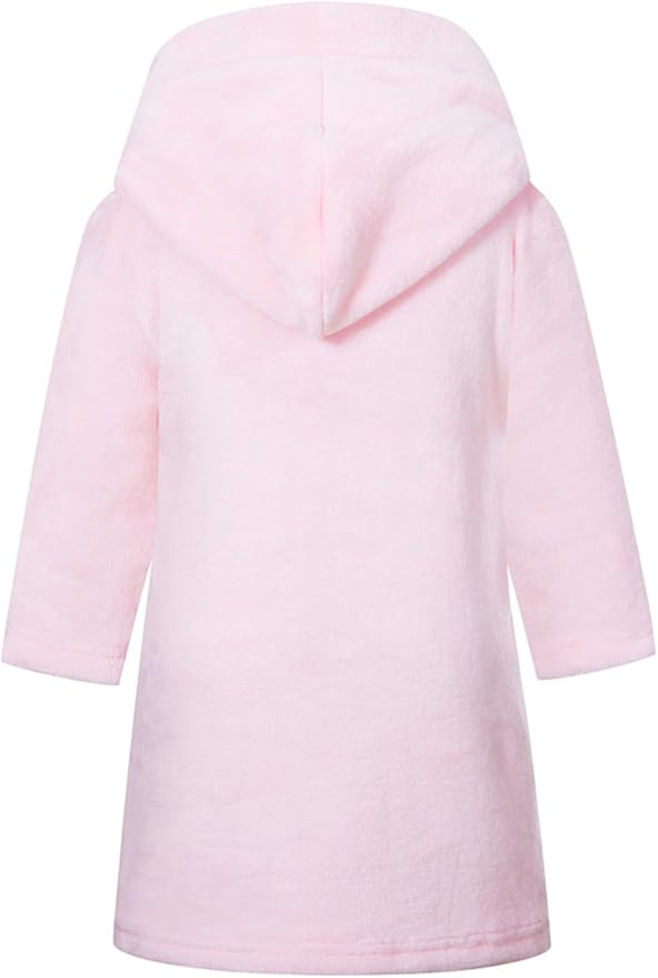 Girls Fleece Hooded Robe Warm Sleepwear for Toddler Kids Soft Fuzzy Bathrobe Gifts