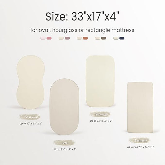 lulumoon Baby Muslin Bassinet Sheets: Cotton Bassinet Sheets Neutral for Boys and Girls - Fitted for Oval Rectangle or Hourglass