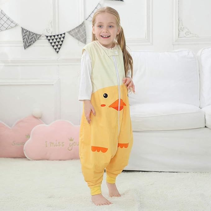 MICHLEY Toddler Sleeping Sack with Feet Newborn Infant Sleeveless Sleeping Bag 2-way Zipper Baby Wearable Blanket for Walkers,Duck,5-6T