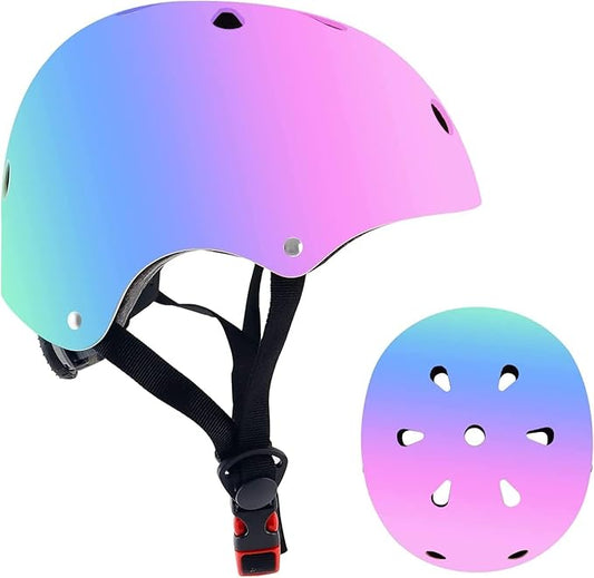 Adjustable Color Gradient Toddler Kids Bike Helmet for 3-5-8-14+Ages Girls Boys.Skateboard Bicycle Toddler Helmet 2-4 Years for Multi-Sports Cycling Scooter Inline Roller Skates Rollerblading