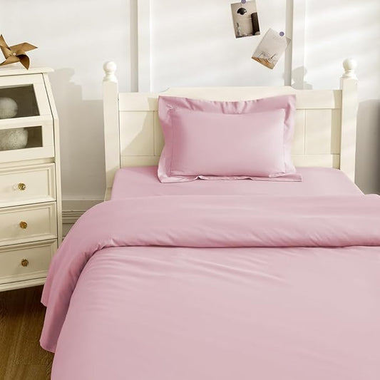 3 Piece Toddler Sheet Set,Pink Basics Bed Sheet Set for Toddler,Microfiber 3-Piece Sheet Set Soft Breathable Crib Bedding Set for Kids,Includes Flat Sheet, Fitted Sheet, Pillowcase