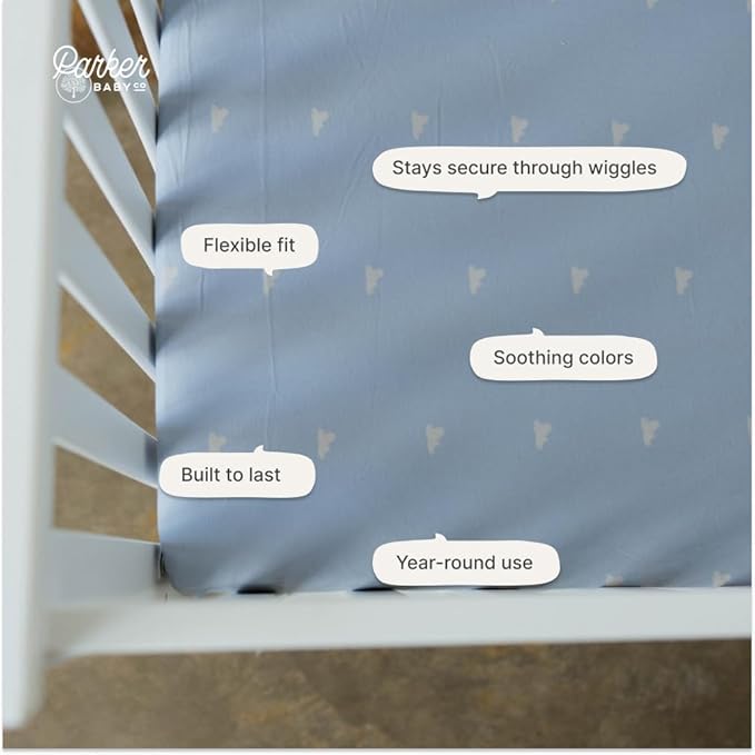 Parker Baby Soft & Durable Fitted Baby Crib Sheets | Snug Fit for Standard Crib Mattresses | Machine Washable, Fade-Resistant & Modern Nursery Designs
