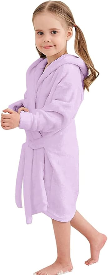 Girls Fleece Hooded Robes, Kids Soft Premium Fuzzy Bathrobe for Gifts, 2-12 Years