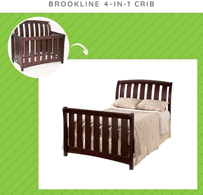 Full-Size Conversion Kit Bed Rails for Westwood Design Convertible Cribs - Solid Wood Rail - Toddler & Adult Bed Rail for Full-Size Beds - Essential Nursery & Baby Furniture (Chocolate Mist, Option 2)